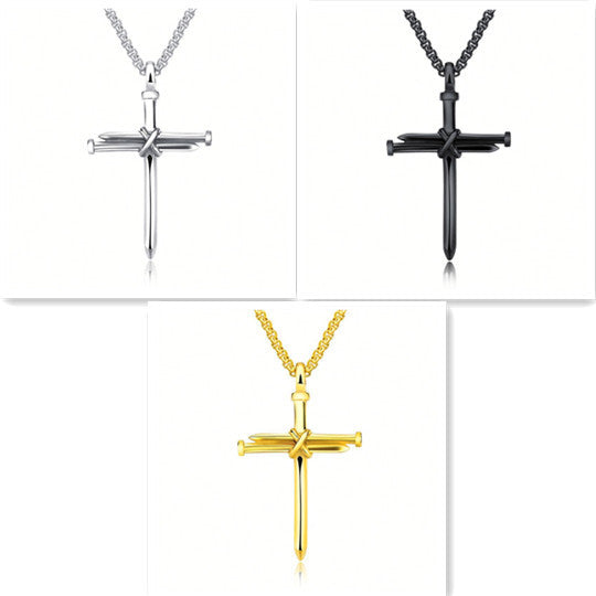 Iron Nail Cross Pendant Necklace