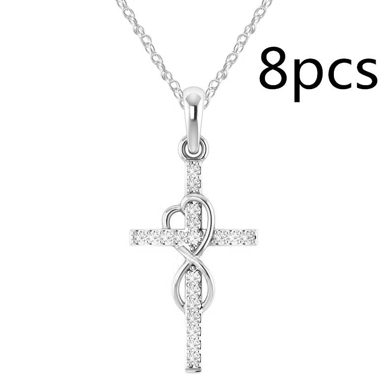 Diamond Eight-Character Cross Pendant Necklace