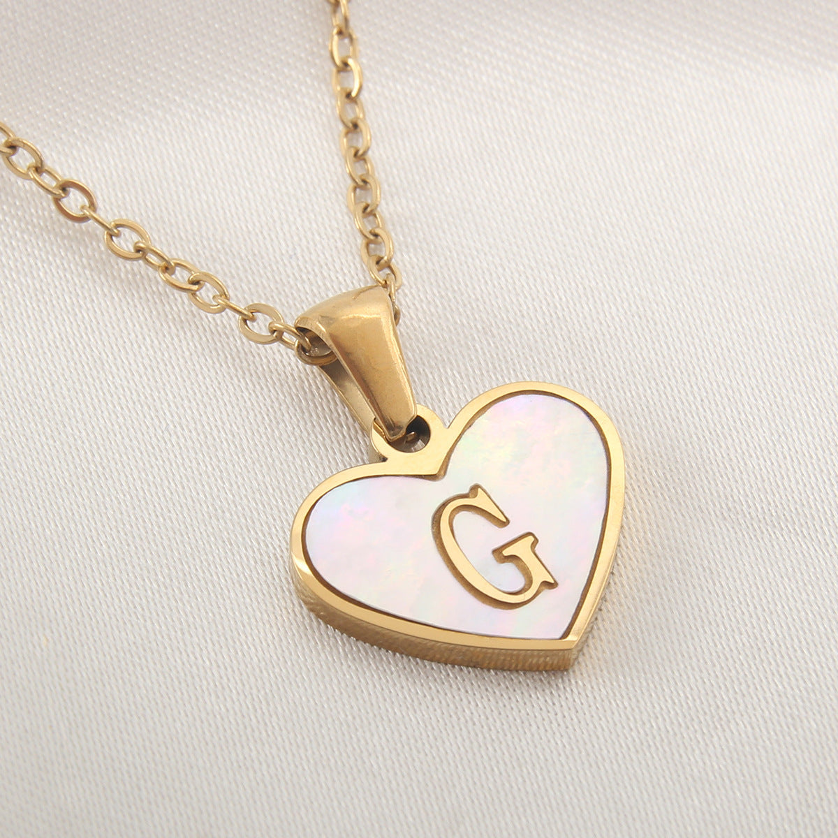 Heart-Shaped Letter Shell Necklace