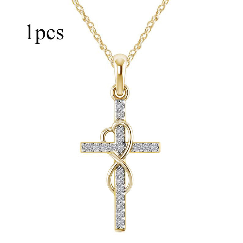 Diamond Eight-Character Cross Pendant Necklace