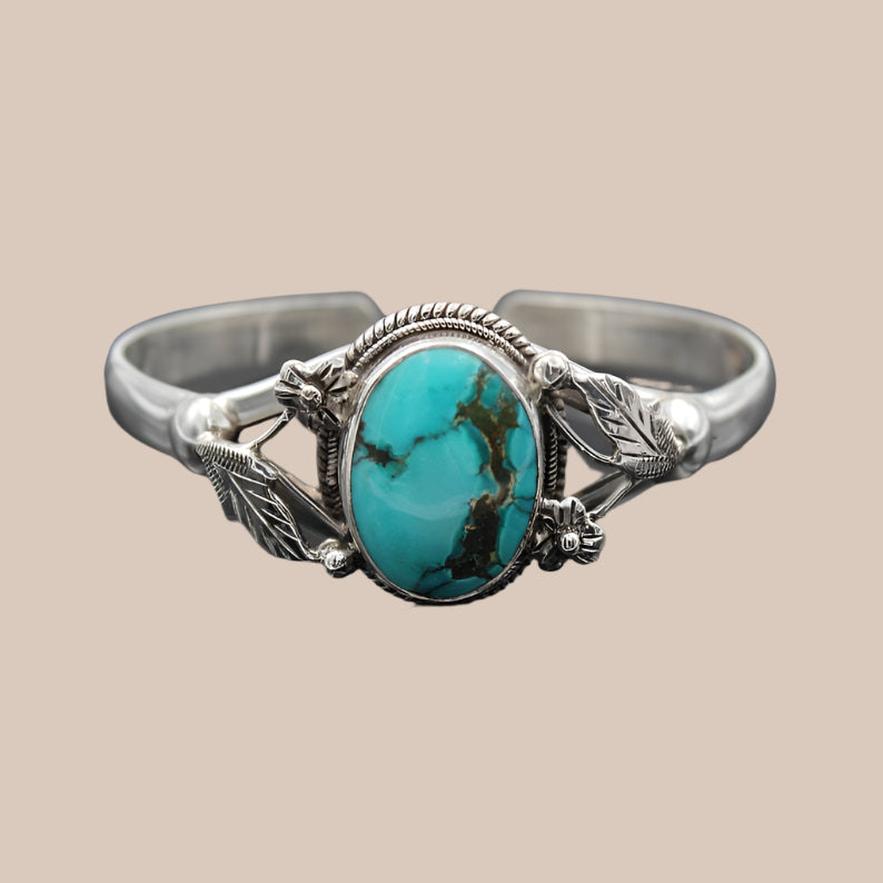 Vintage Engraved Turquoise Bracelet for Women