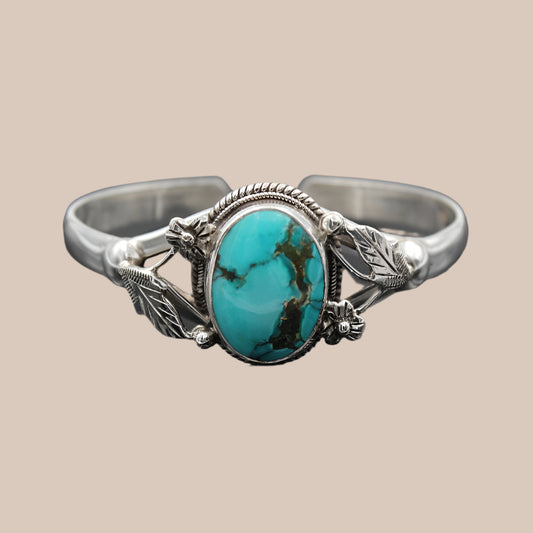 Vintage Engraved Turquoise Bracelet for Women