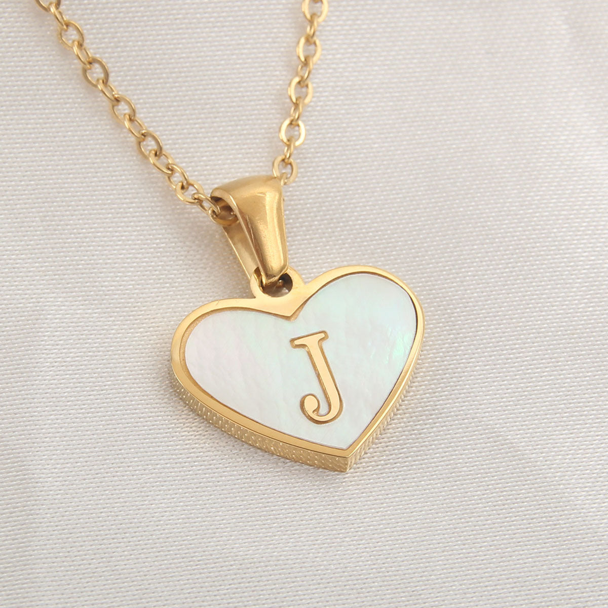 Heart-Shaped Letter Shell Necklace