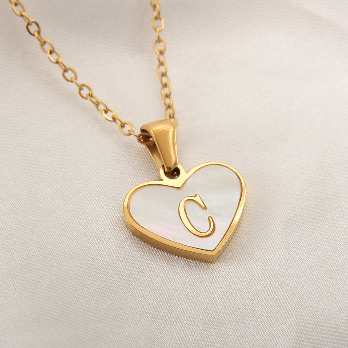 Heart-Shaped Letter Shell Necklace