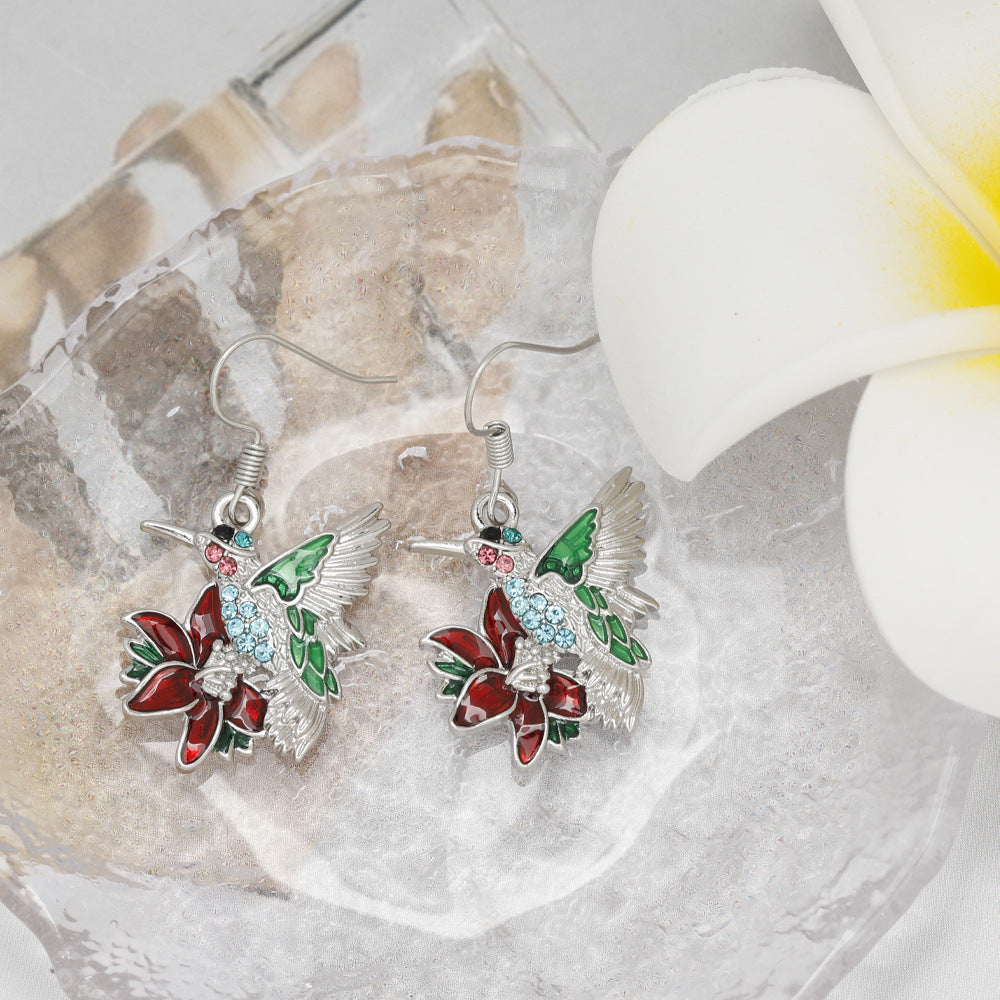 Colorful Hummingbird Diamond Earrings