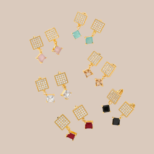 Square Fashion Zircon Earrings