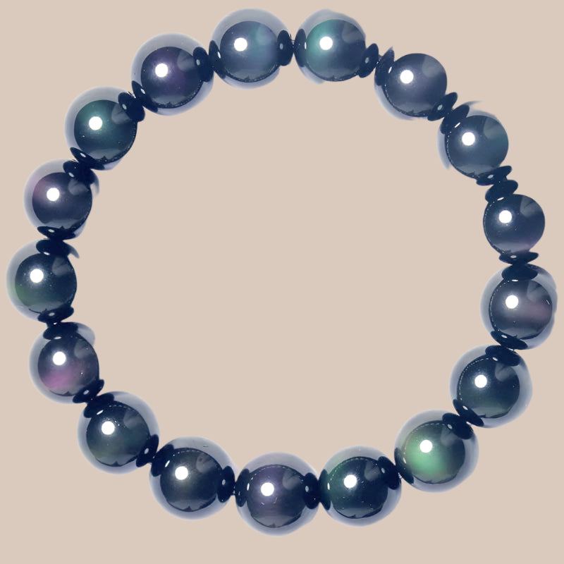 Rainbow Obsidian Eye Beaded Bracelet