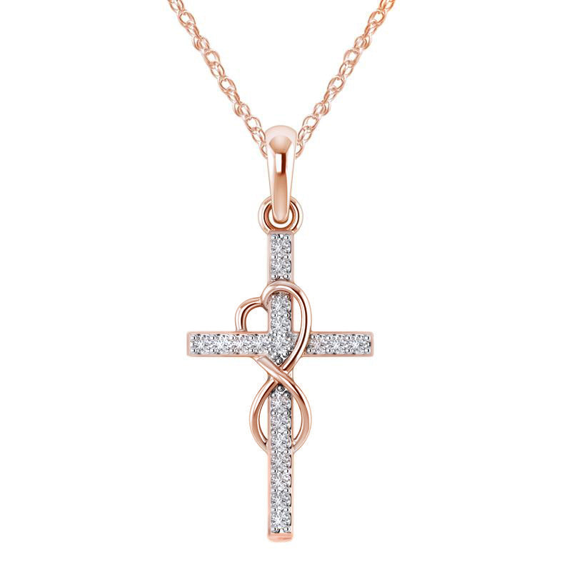 Diamond Eight-Character Cross Pendant Necklace