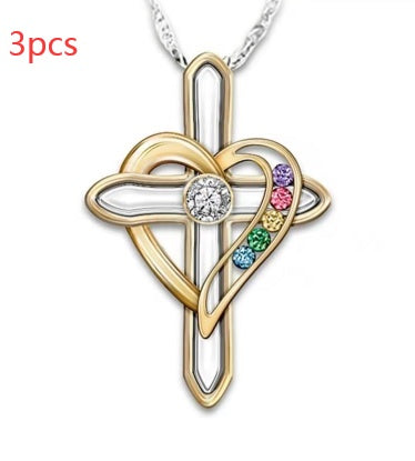 Colorful Cross Love Pendant Necklace