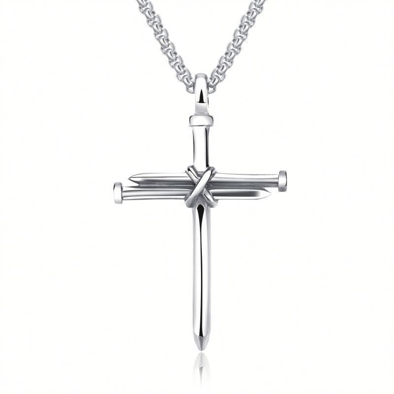 Iron Nail Cross Pendant Necklace