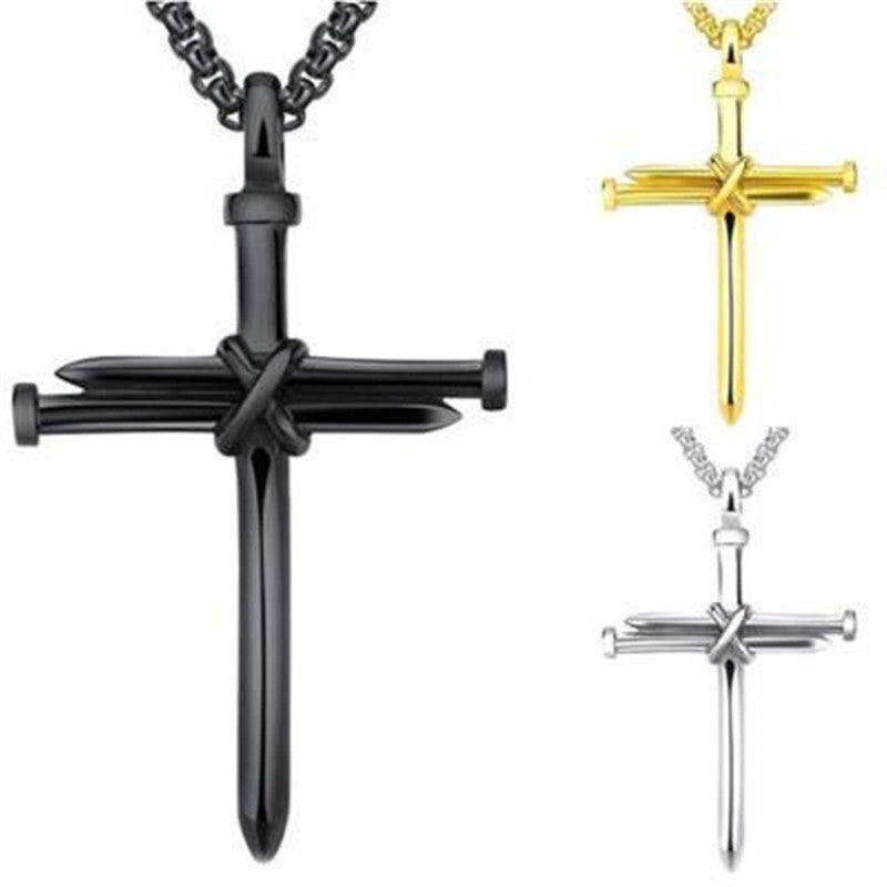 Iron Nail Cross Pendant Necklace