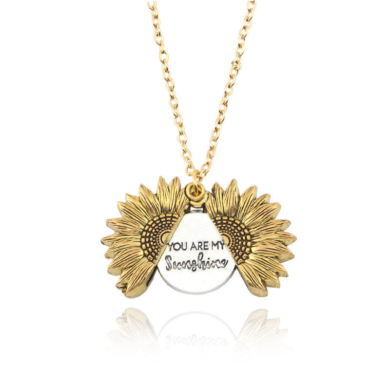 You Are My Sunshine Sunflower Pendant Necklace