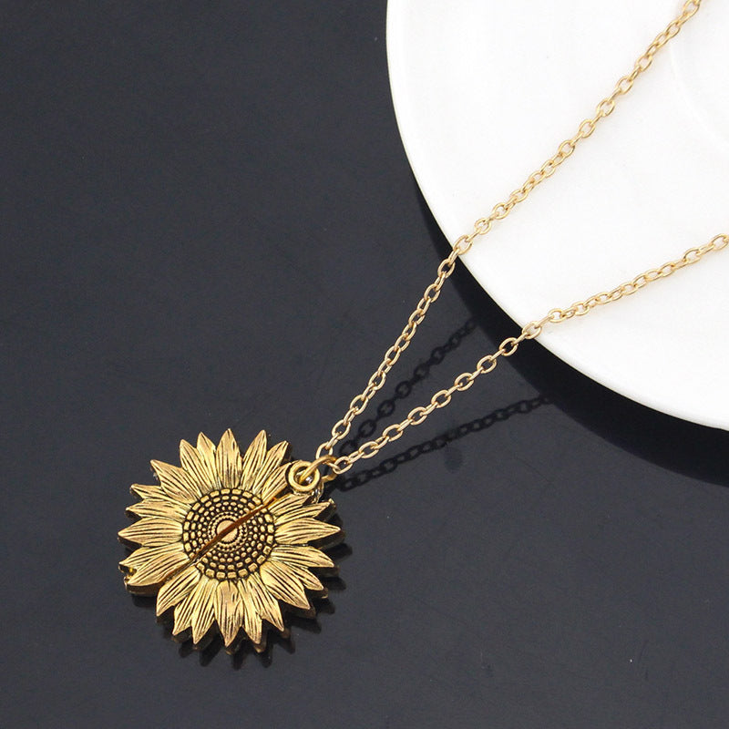 You Are My Sunshine Sunflower Pendant Necklace