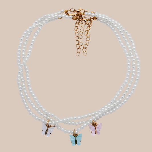 Opal Bow Knot Pearl Necklace