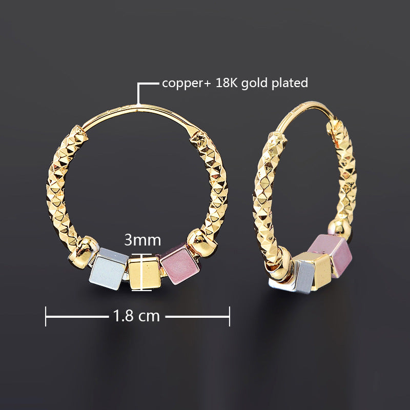 Hollow Rosette Earrings with Gold Contrast Hoops