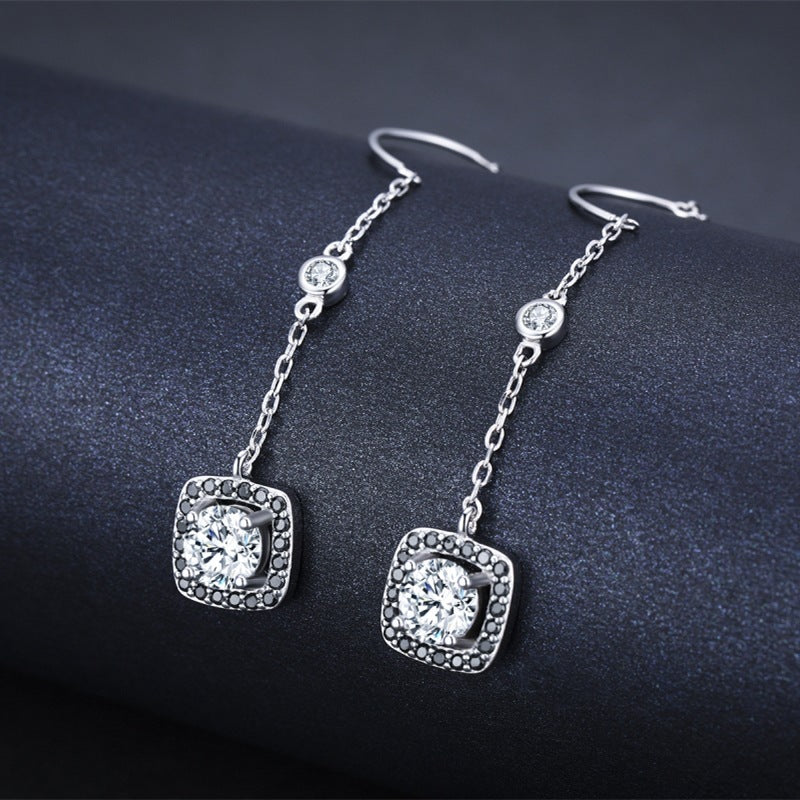 Long Copper Plated Zircon Earrings