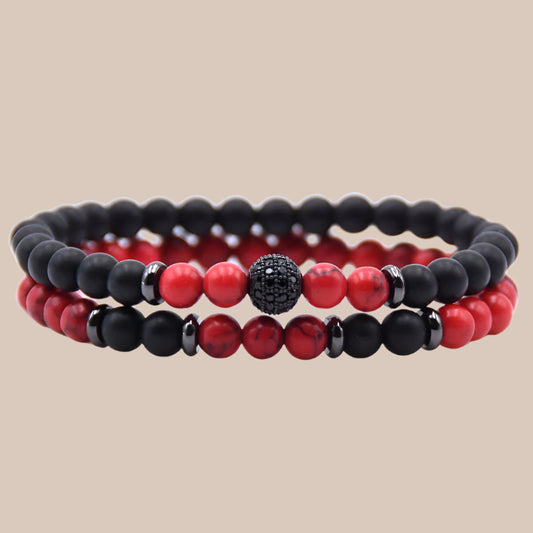 Micro-inlaid Zircon & Natural Stone Beaded Bracelet