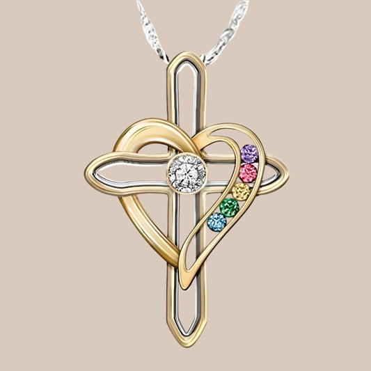 Colorful Cross Love Pendant Necklace