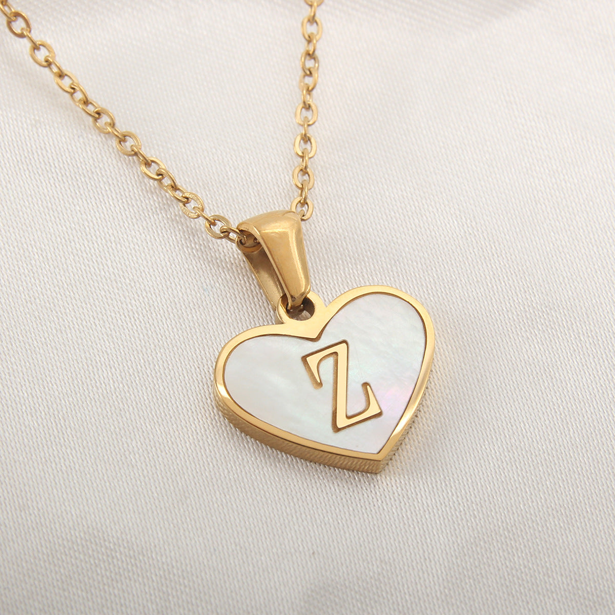 Heart-Shaped Letter Shell Necklace