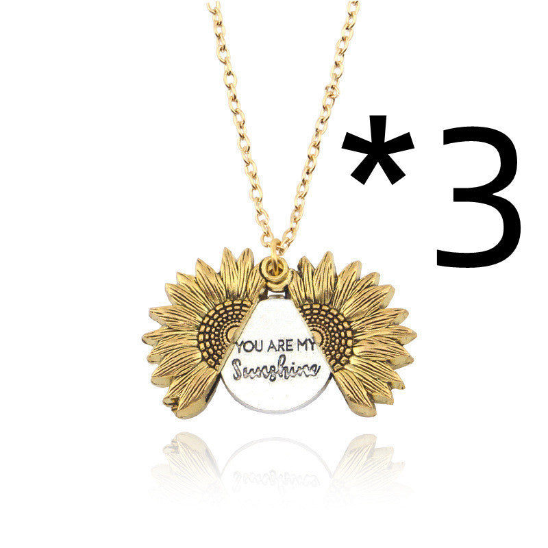 You Are My Sunshine Sunflower Pendant Necklace