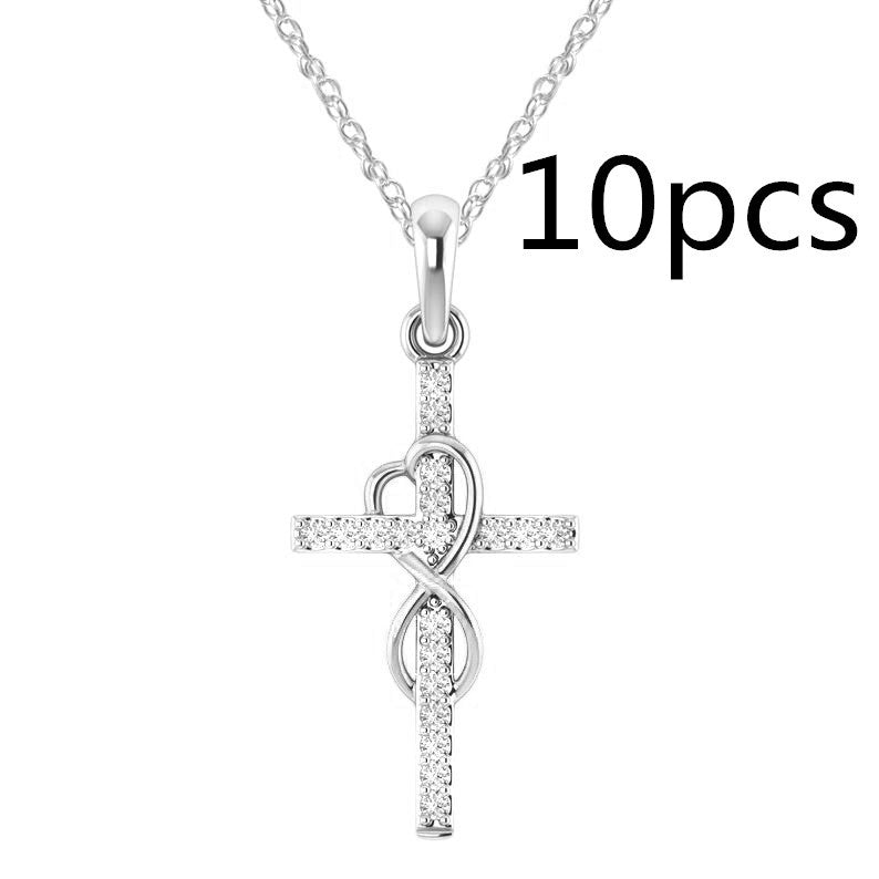 Diamond Eight-Character Cross Pendant Necklace