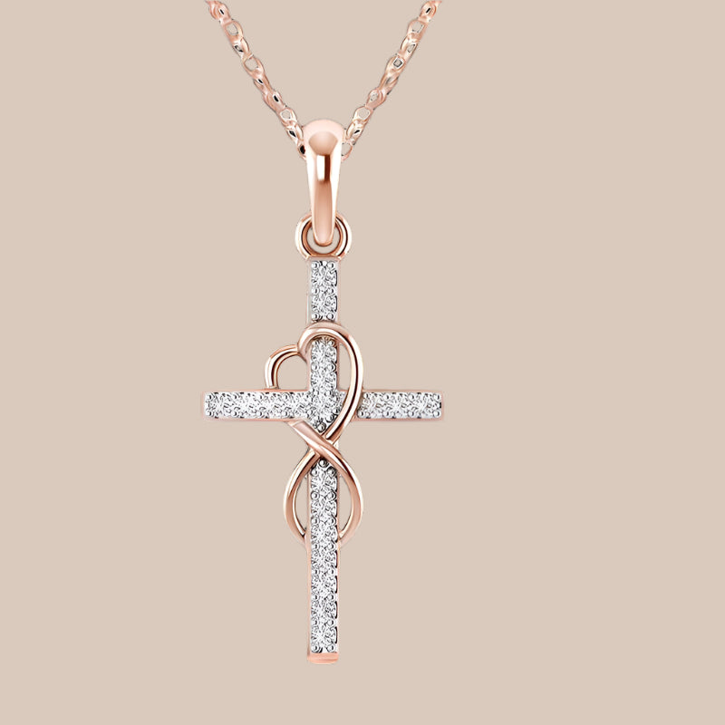 Diamond Eight-Character Cross Pendant Necklace