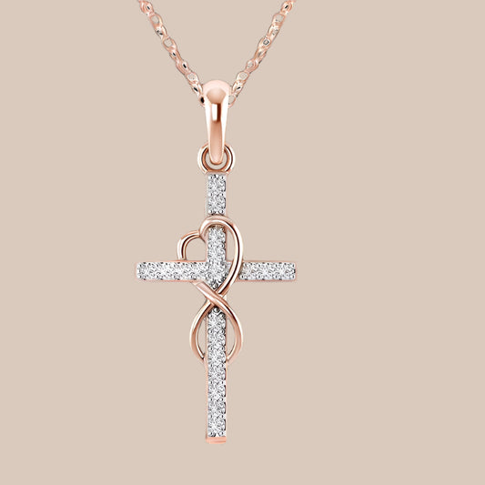 Diamond Eight-Character Cross Pendant Necklace