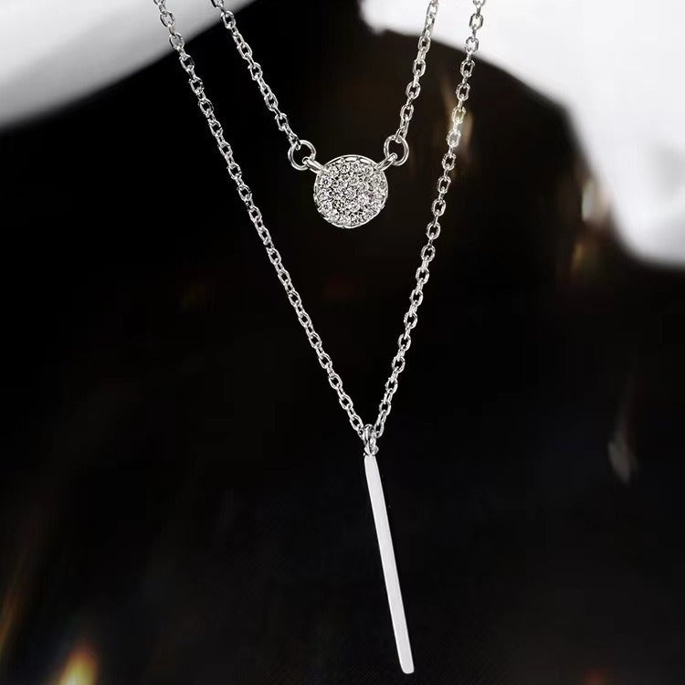 ZircaLuxe Double Chain Pendant Necklace