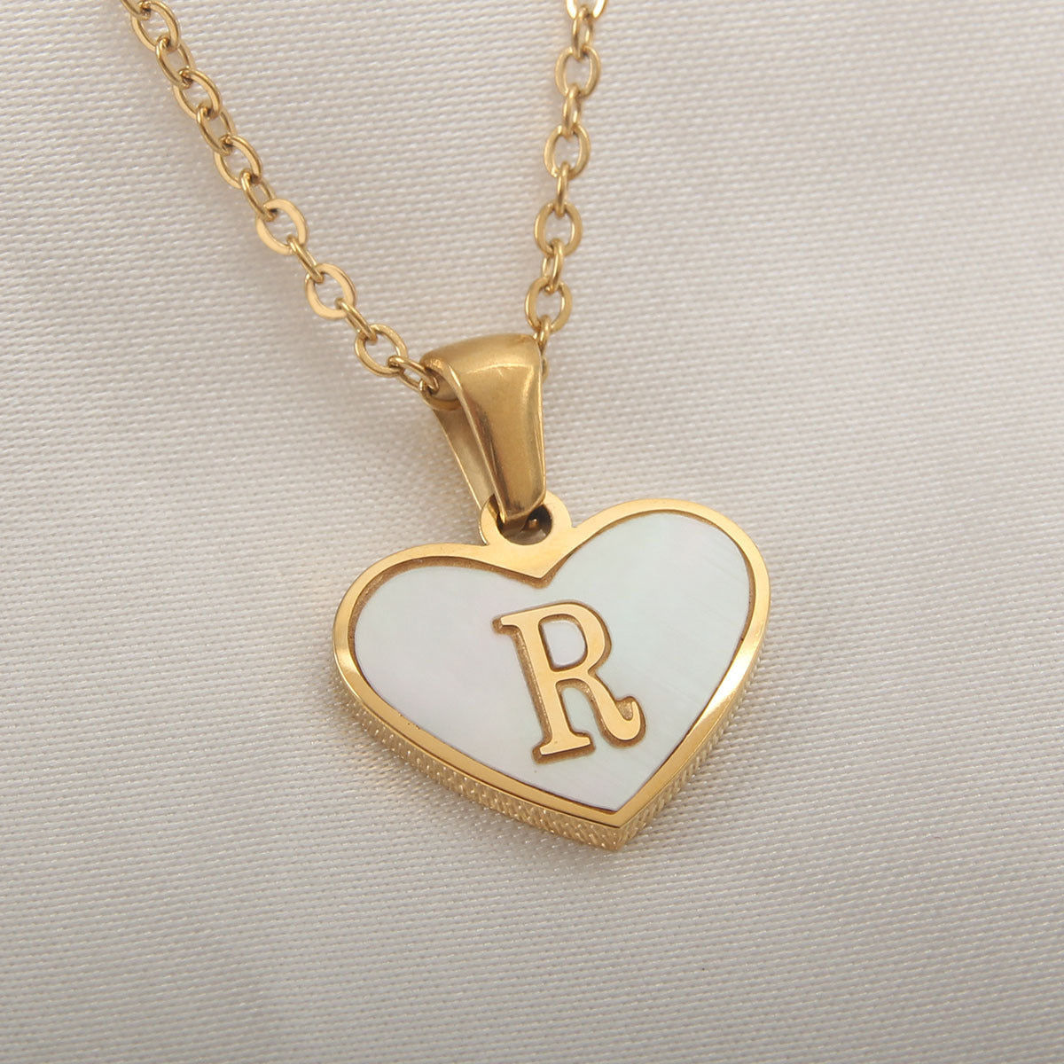 Heart-Shaped Letter Shell Necklace