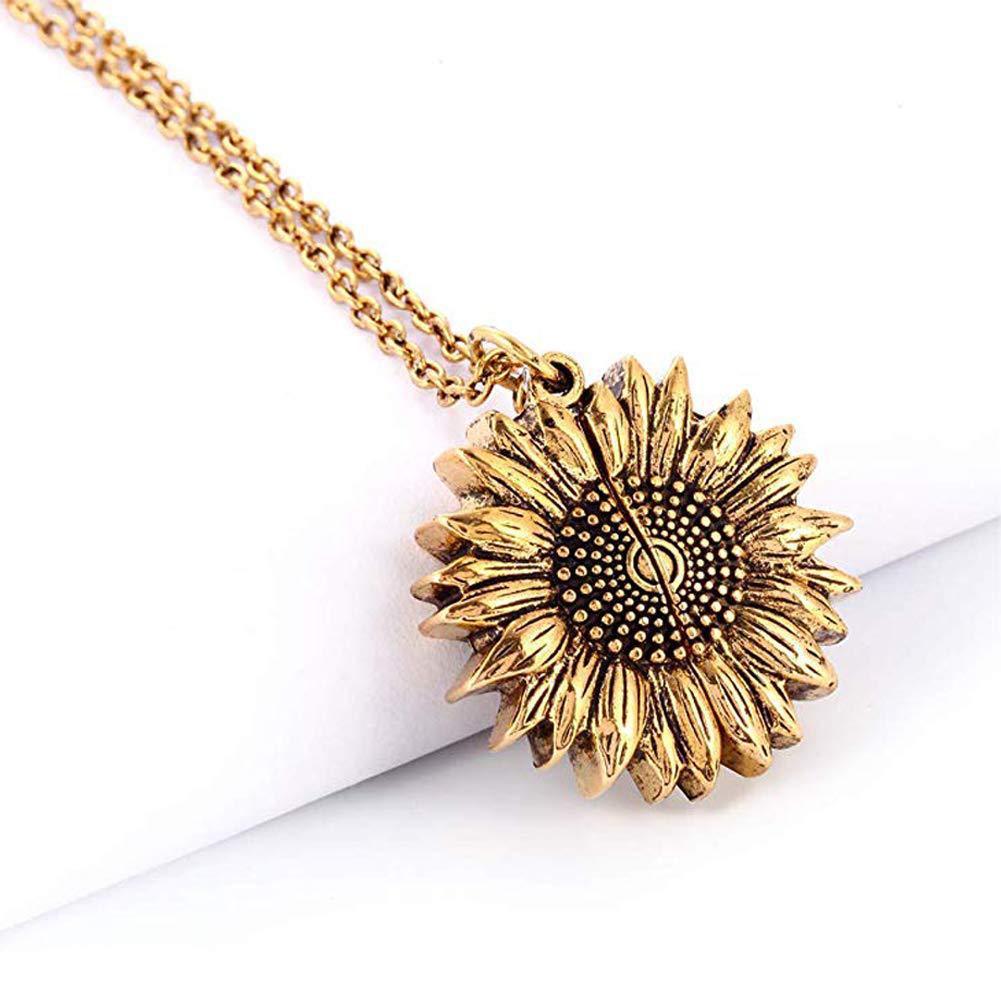 You Are My Sunshine Sunflower Pendant Necklace