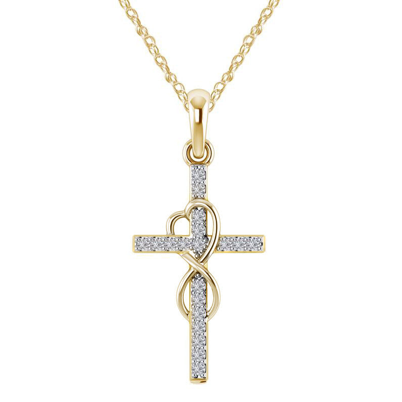 Diamond Eight-Character Cross Pendant Necklace