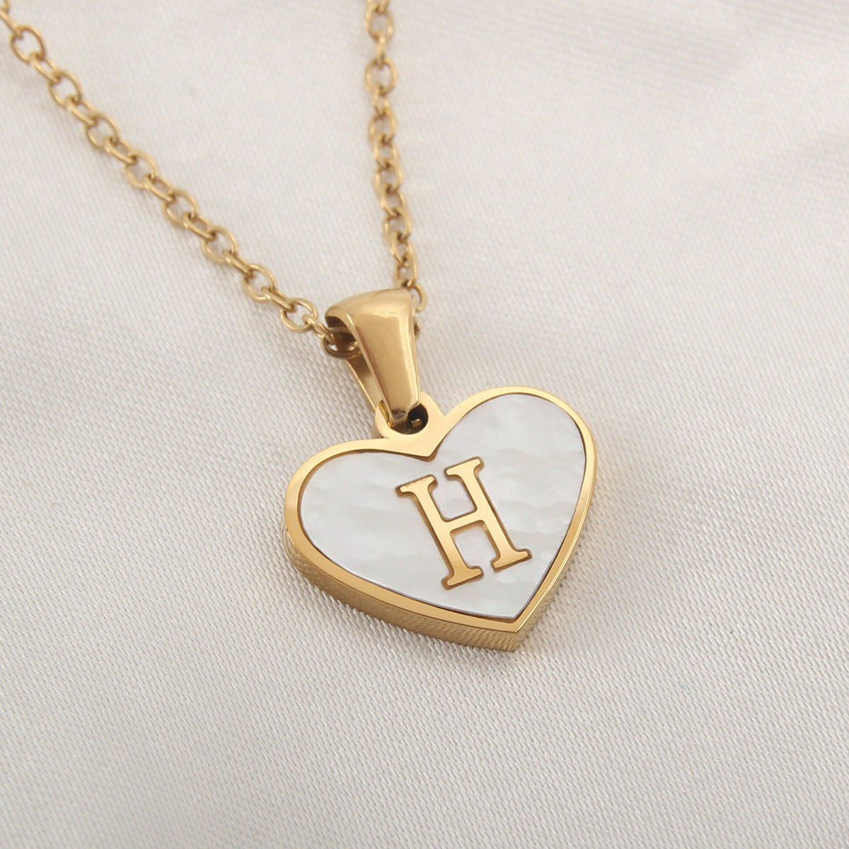 Heart-Shaped Letter Shell Necklace