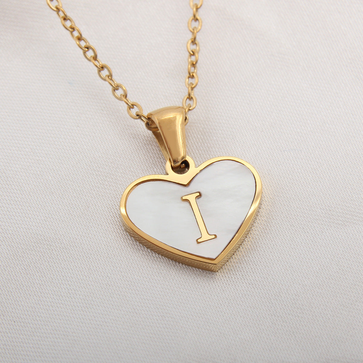 Heart-Shaped Letter Shell Necklace