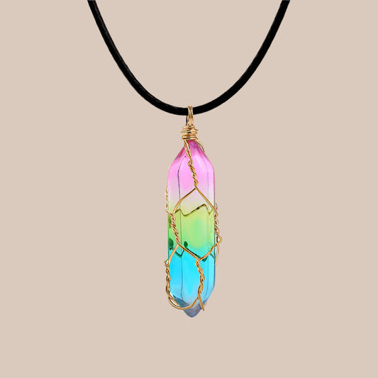 Geometric Diamond Crystal Pendant Necklace