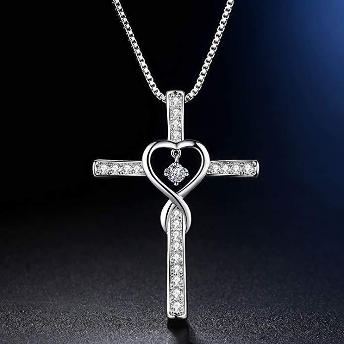 Infinity Love Cross Birthstone Pendant Necklace