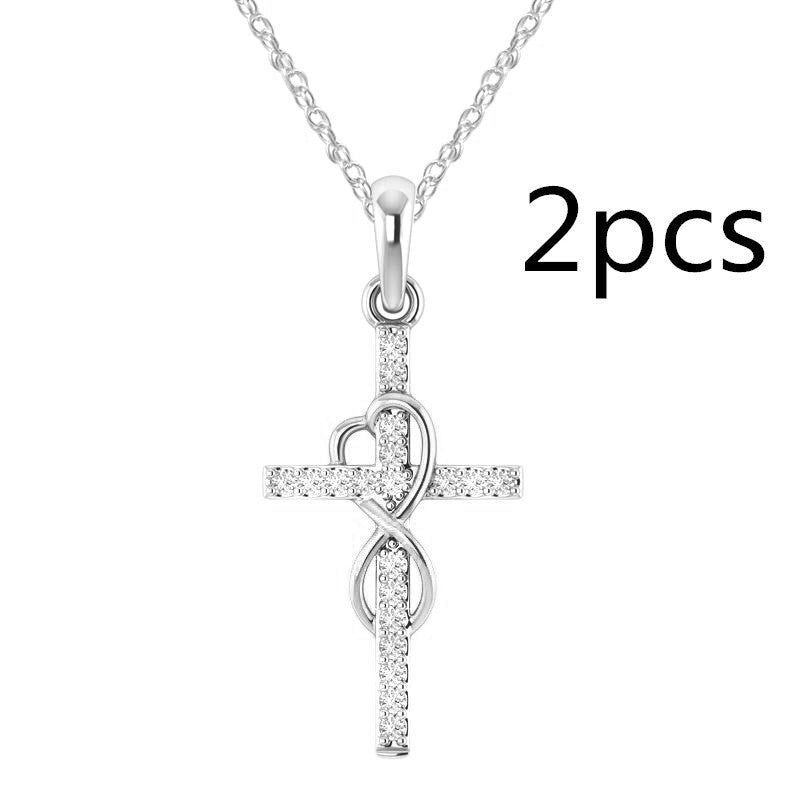 Diamond Eight-Character Cross Pendant Necklace