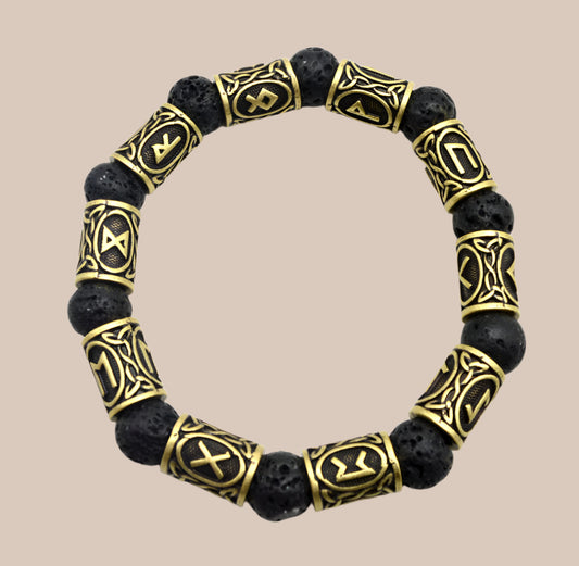 Asgardian Rune Lava Stone Bracelet