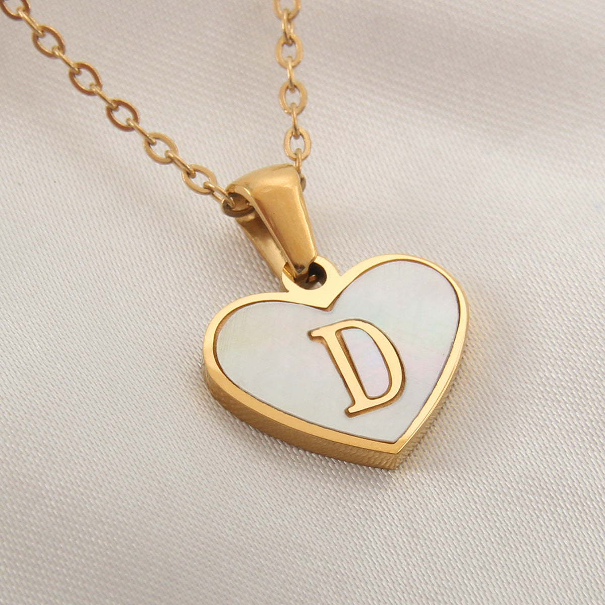 Heart-Shaped Letter Shell Necklace