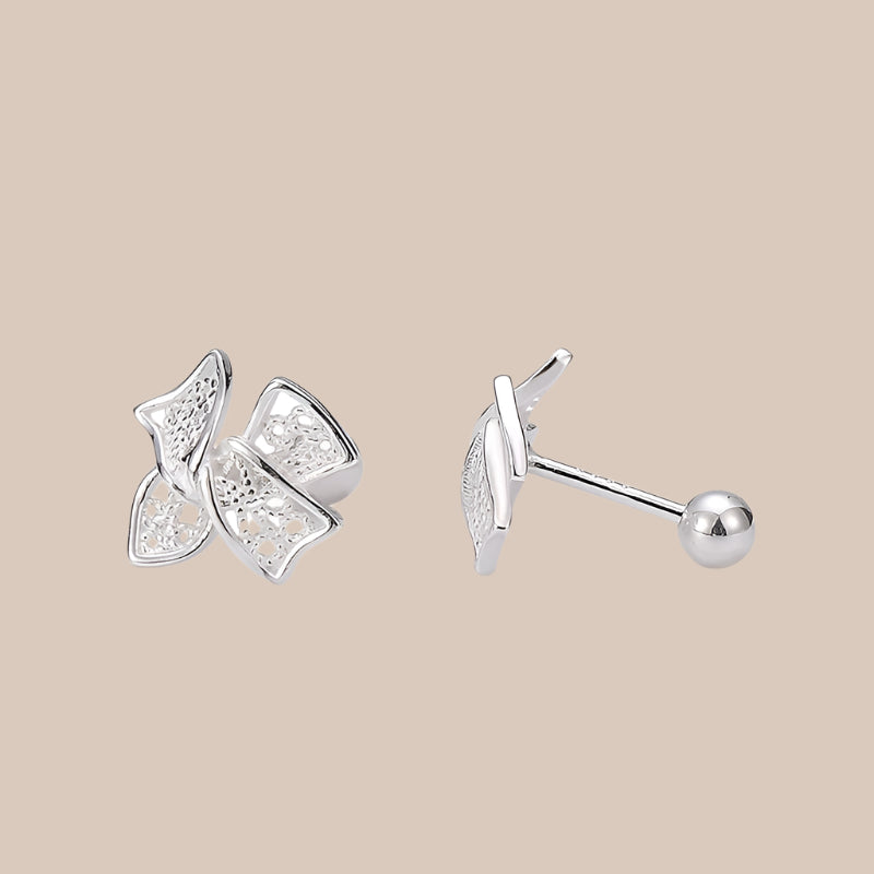 Sweet Hollow Filament Bow Stud Earrings