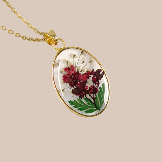 Design Resin Dried Flower Necklace Female Minority