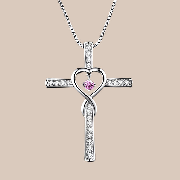 Infinity Love Cross Birthstone Pendant Necklace