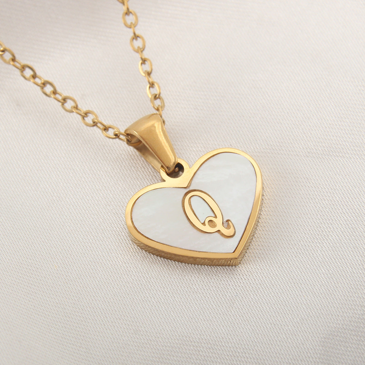 Heart-Shaped Letter Shell Necklace