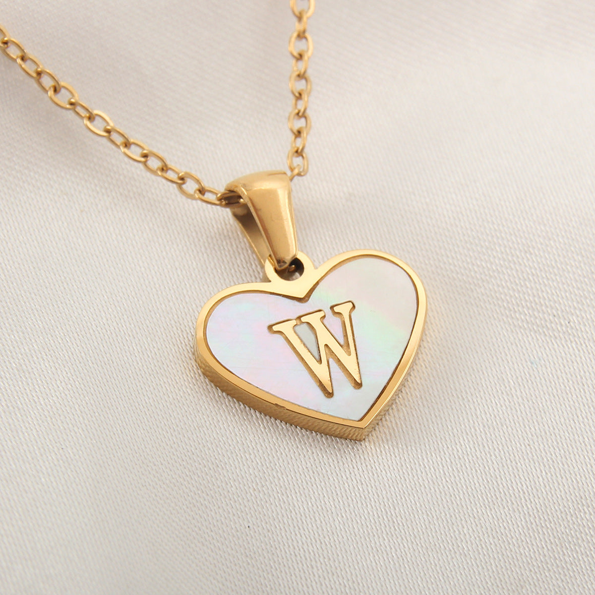 Heart-Shaped Letter Shell Necklace