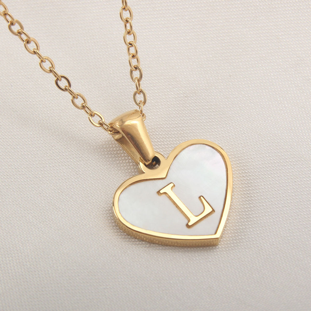 Heart-Shaped Letter Shell Necklace