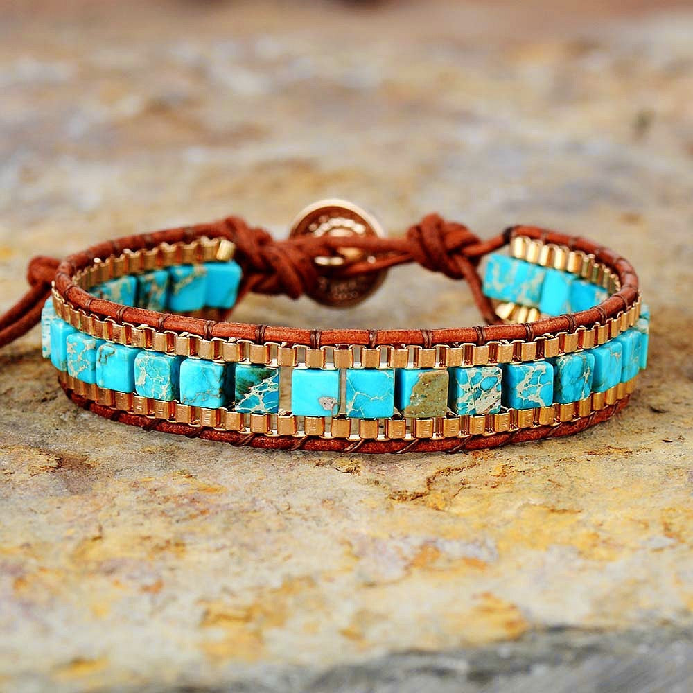 Imperial Woven Leather Stone Bracelet