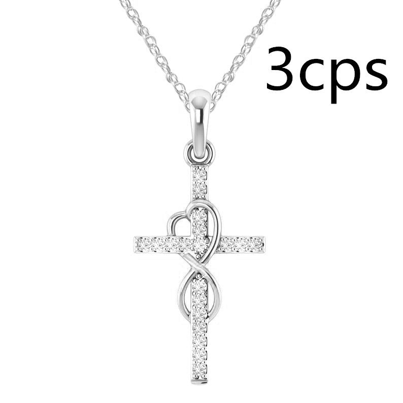 Diamond Eight-Character Cross Pendant Necklace