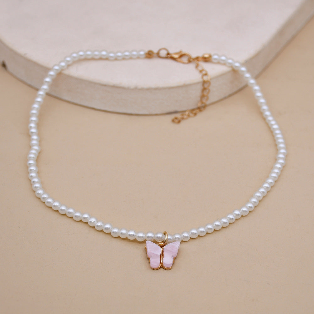 Opal Bow Knot Pearl Necklace