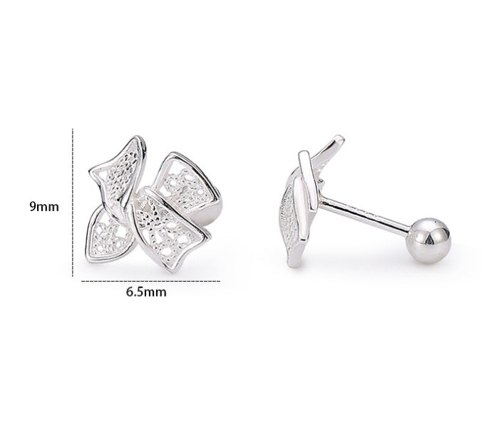 Sweet Hollow Filament Bow Stud Earrings