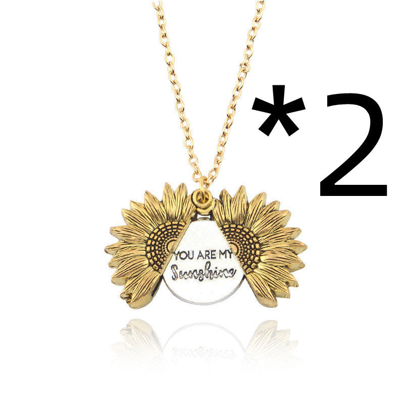 You Are My Sunshine Sunflower Pendant Necklace