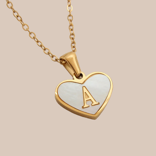 Heart-Shaped Letter Shell Necklace